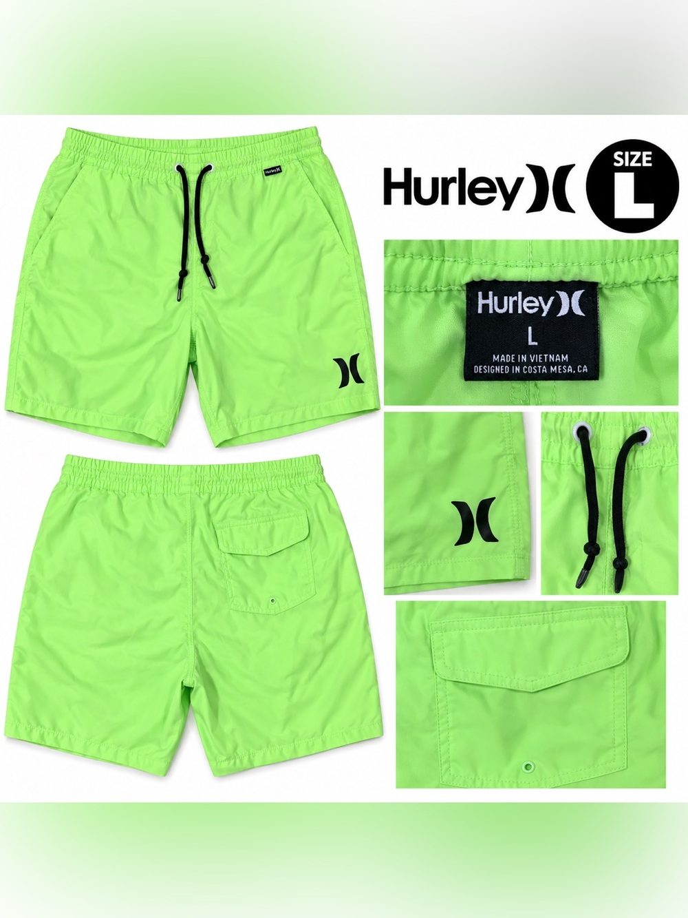 Hurley Men's Bright Lime Green Swim Trunks